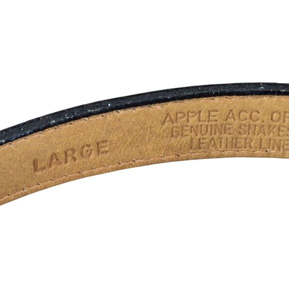 Genuine Snakeskin Belt Chrome Buckle Apple Acc of DE NY Magenta VTG 1970s Sz L - Picture 15 of 16